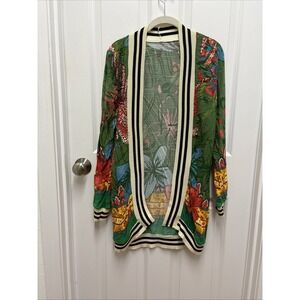 Varsity Stripe Green Floral Hawaiian Cardigan‎